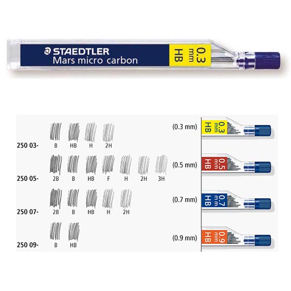 Astuccio 12 Mine Mars Micro - mina 0,5mm - gradazione 2H - Staedtler - conf. 12 astucci