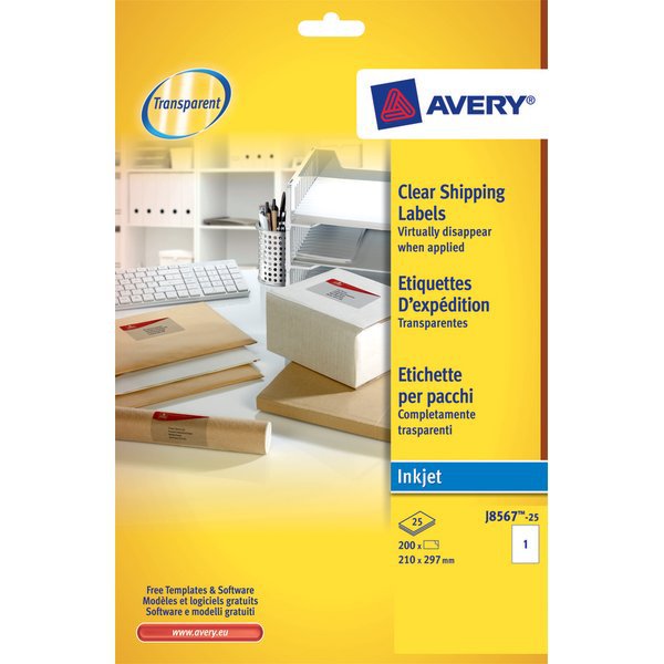 Etichette Adesive QuickPeel Avery A4 210x297 mm L7567-25 Trasparente  5014702110269