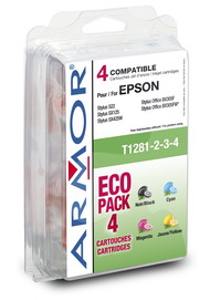 Armor - cartuccia per Epson T1281 - Stylus s22 sx125 - 1BK 2C/M/Y - conf. 4 cartucce